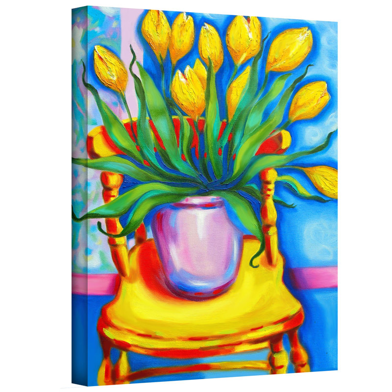 ArtWall Yellow Tulips in van Gogh's Chair by Susi Franco Painting Print